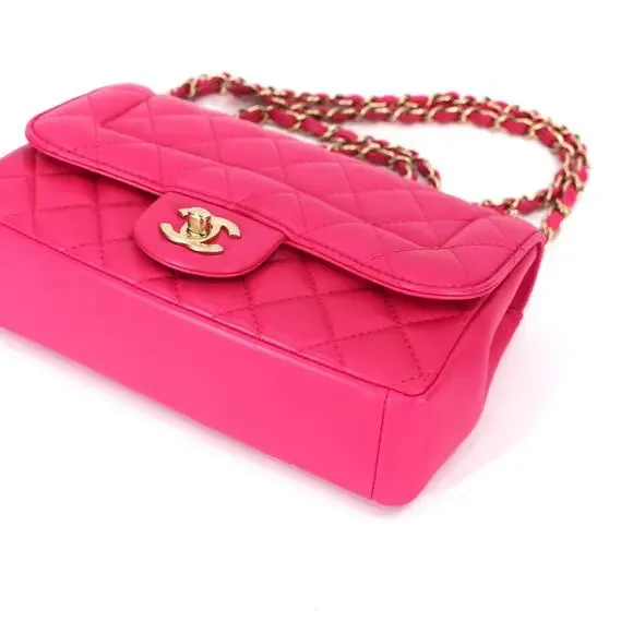 CHANEL Mini Pink Quilted Lambskin Mademoiselle Chic Mini Flap Bag Gold CC Logo - Picture 4 of 11